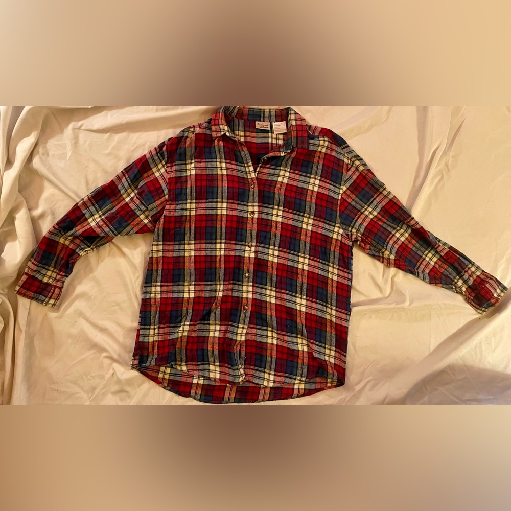 Plaid button down top